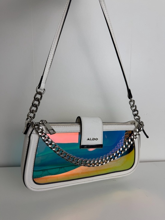 Aldo Handbags - ALDO White Shoulder Bag with Iridescent Front Panel